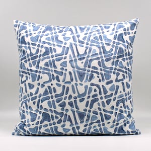 Blue Throw Pillow Cover, Navy Home Decor, Blue White Pillow Cover, Designer Pillow, Blue Accent, Navy White Pillow, Watercolor, Zipper