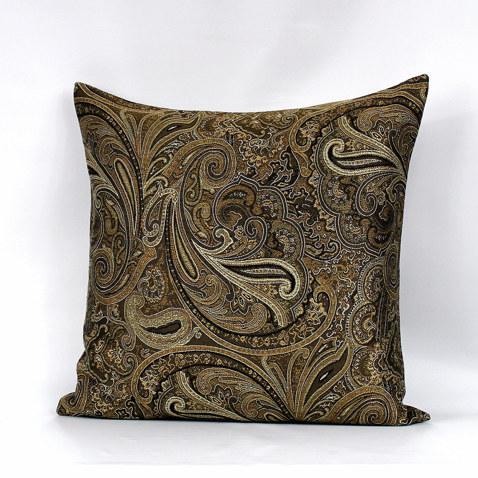 Brown Paisley Pillow Cover Brown Black Pillow Brown Pillow Etsy