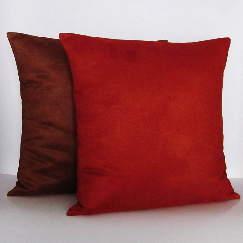 Burnt Orange Rust Suede Throw Pillow Cover Orange Suede Etsy