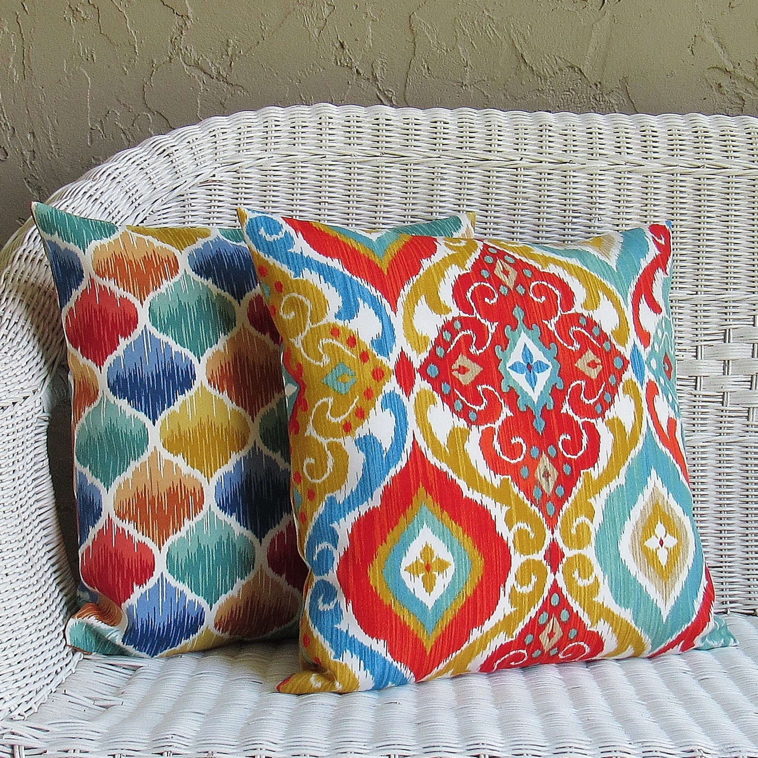 Colorful Outdoor Throw Pillow Cover Multi Color Outdoor Etsy