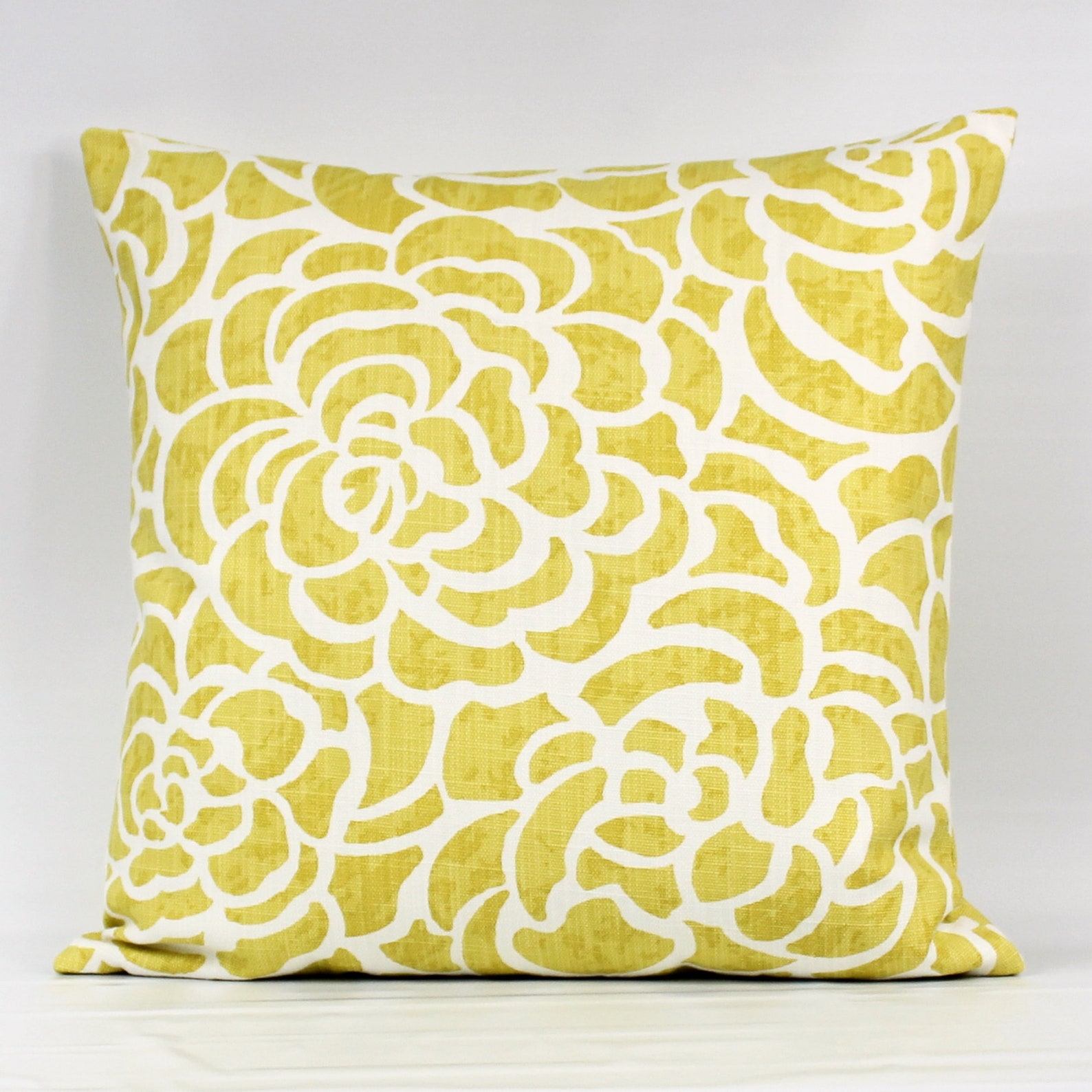 Yellow Floral Throw Pillow Cover Yellow Pillows Yellow White Etsy