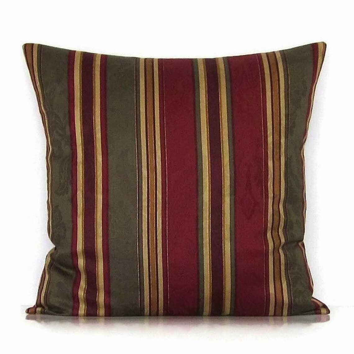 Stripe Pillow Cover Burgundy Olive Marsala Red Gold Decorative Etsy