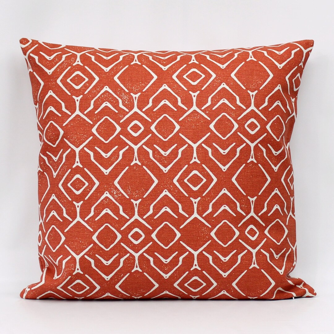 Orange Throw Pillow Cover, Burnt Orange Throw Pillow, Orange Tribal