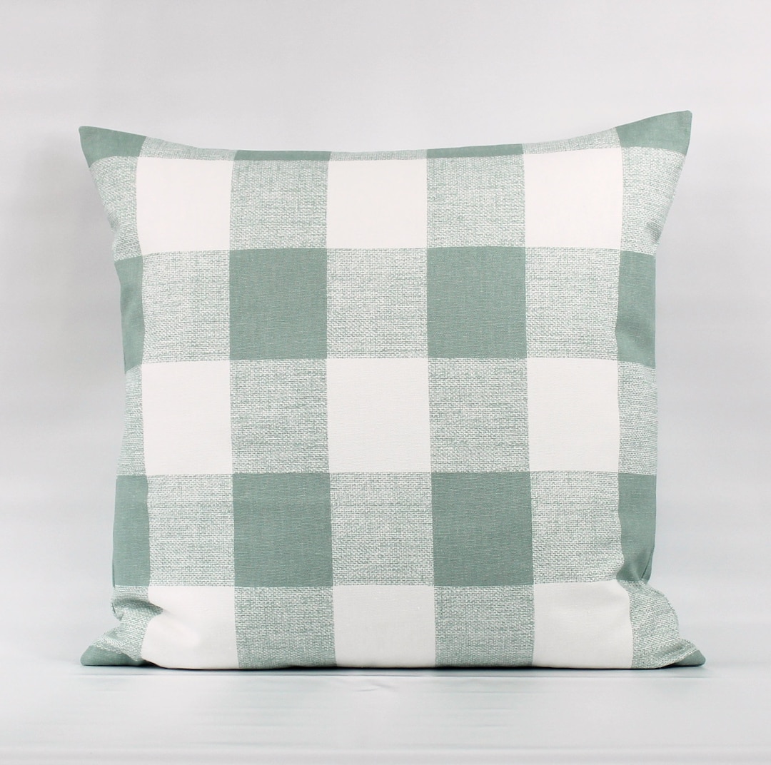 Sage Green Buffalo Plaid Pillow Cover, Green Buffalo Plaid Pillow