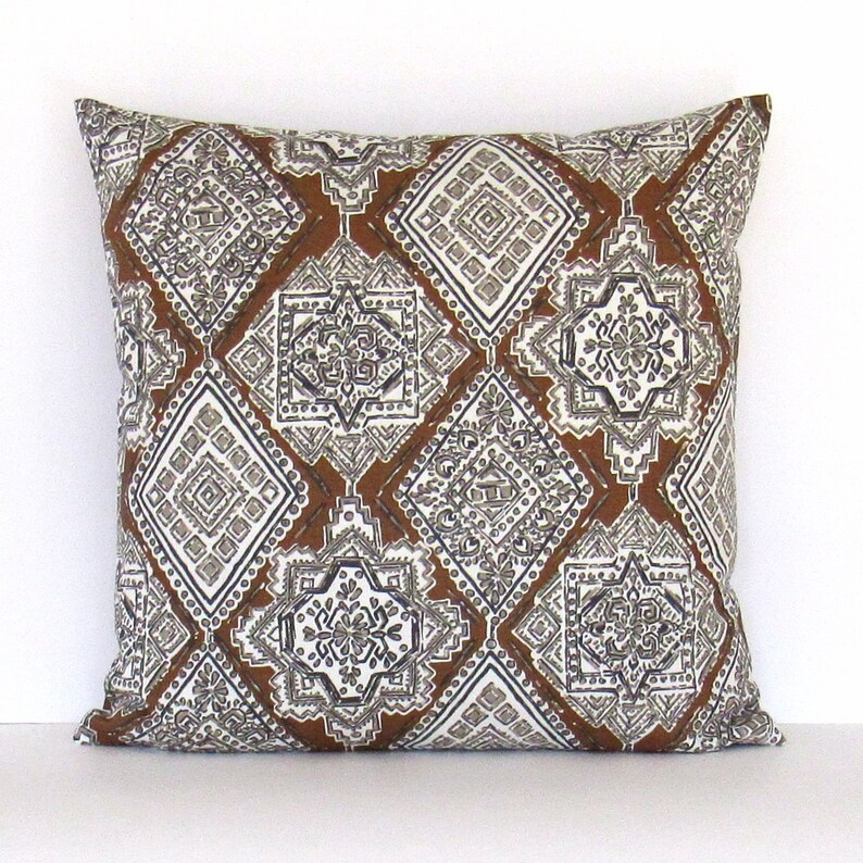 Brown Throw Pillow Cover Brown Geometric Pillow Brown Black Etsy