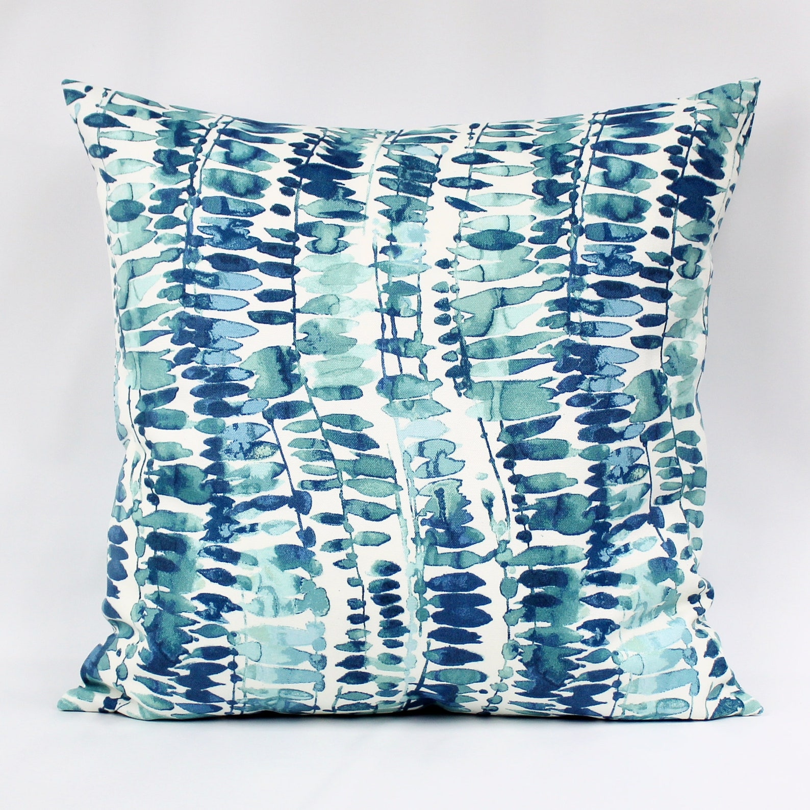 Navy Aqua Outdoor Pillow Cover Aqua Outdoor Pillow Cover Etsy