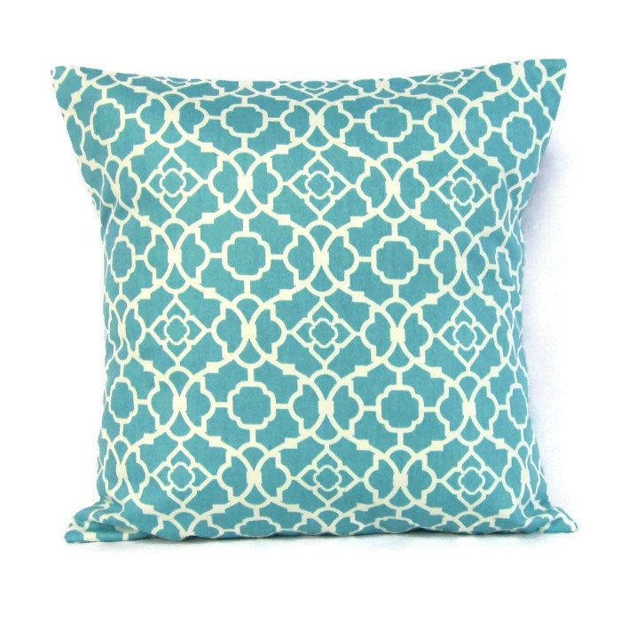 Aqua Throw Pillow Cover Aqua Lattice Pillow Cover Aqua Etsy