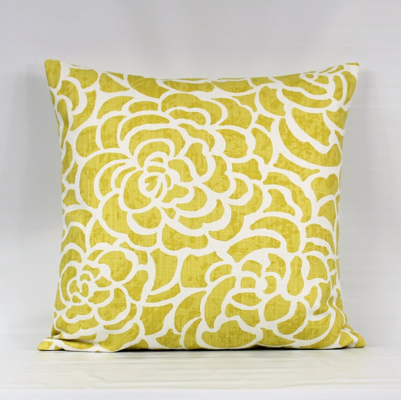 Yellow Floral Throw Pillow Cover Yellow Pillows Yellow White Etsy
