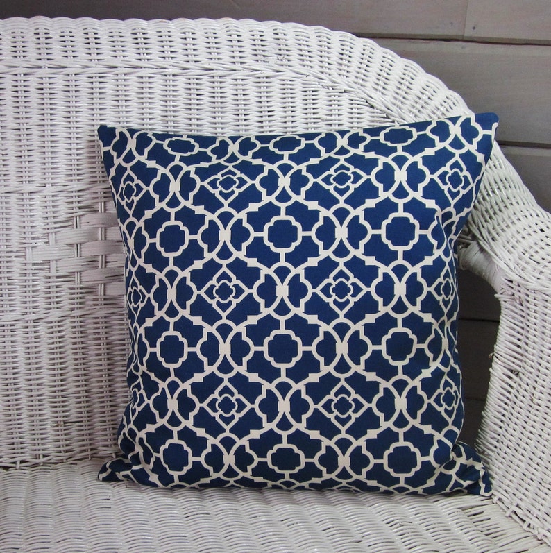 Navy Pillow Cover Navy Blue Pillow Cover Navy Lattice Etsy