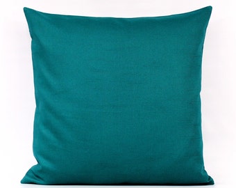 Teal Pillow Cover,  Solid Teal Throw Pillow, Teal Pillows, Peacock Pillows, Teal Accent Pillow, Green Pillow Cover, Designer Pillow, Zipper