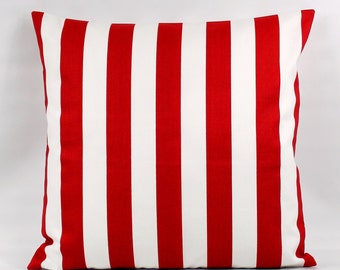 Red Stripe Pillow Cover, Red Striped Pillow, Red White Pillow, Red Pillows, Red Throw Pillow, Red Cushion Cover, Circus Pillow, Zipper