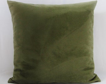 Olive Green Sage Suede Pillow Cover, Olive Faux Suede Pillow Cover, Green Throw Pillow Cover, Lumbar Pillow Cover, Sage Green Pillow, Zipper