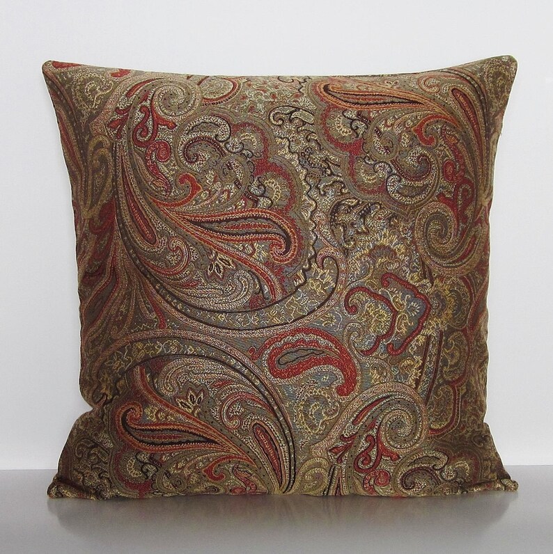 Paisley Pillow Cover Brown Bronze Rust Orange Etsy
