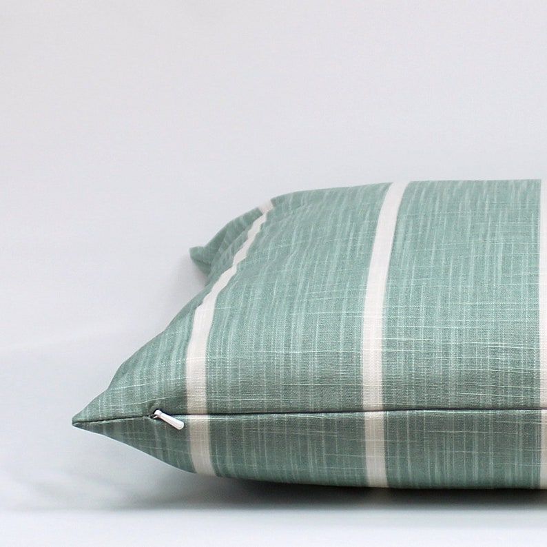 Sage Green Striped Throw Pillow Cover Sage Green Ivory Etsy