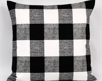 Black Buffalo Plaid Pillow Cover Black Buffalo Check Black White Throw Pillow Black Gingham Pillow Farmhouse 3 Inch Squares Zipper Etsy