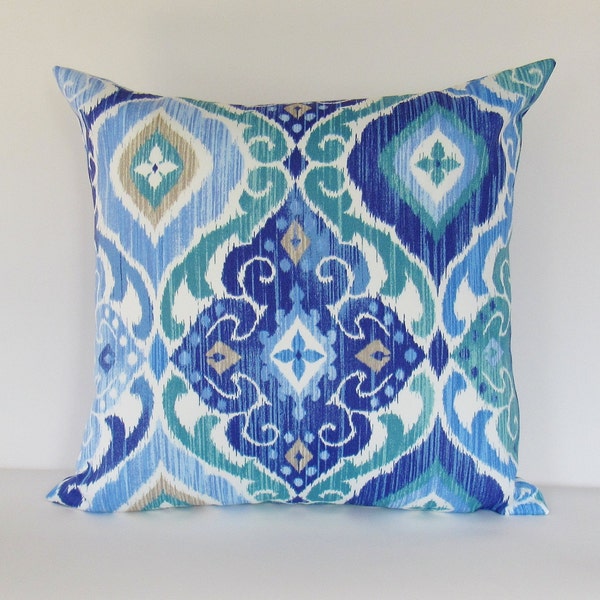 Blue Outdoor Pillow Cover, Cobalt Teal Outdoor Accent, Patio Pillow, Porch, Sunroom Pillow, Cobalt Blue, Teal, Outdoor Lumbar, Zipper