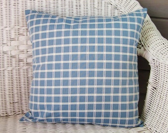 Copertura del cuscino scozzese blu, cuscino da tiro blu, cuscino della fattoria, cuscino blu, cuscino di design, arredamento della fattoria, cuscino d'accento, scuola materna, cerniera