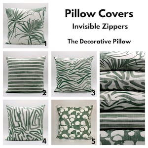Groene kussensloop coördinerende collectie, groen witte kussensloop, kust, strand, geometrisch, designerkussen, bank, bed, ritssluiting