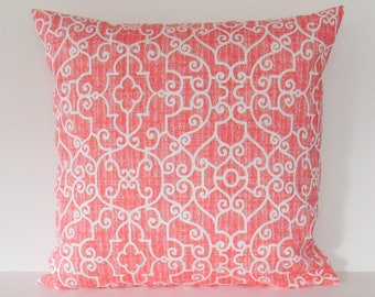 Coral Outdoor Throw Pillow Cover, Orange Outdoor Pillow, Coral Outdoor Accent Pillow, Coral Porch Pillow, Patio Pillow, Porch, Zipper