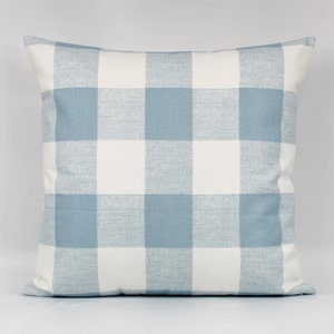Blue Farmhouse Pillow, Blue Buffalo Plaid Pillow Cover, Blue Buffalo Check, Blue Throw Pillow, Blue Pillows, Gingham, 3 Inch Square, Zipper