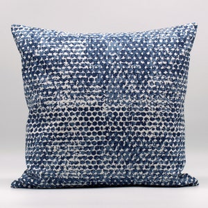 Navy Blue White Throw Pillow Cover, Navy Pillow, Navy Cushion Cover, Coordinating Pillows, Indigo, Accent Pillow, Geometric, Dots, Zipper