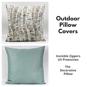 Aqua Taupe Outdoor Pillow Cover, Taupe Outdoor Throw Pillow, Seafoam Outdoor Pillow, Aqua Outdoor Decor, Outdoor Pillow Collection, Zipper