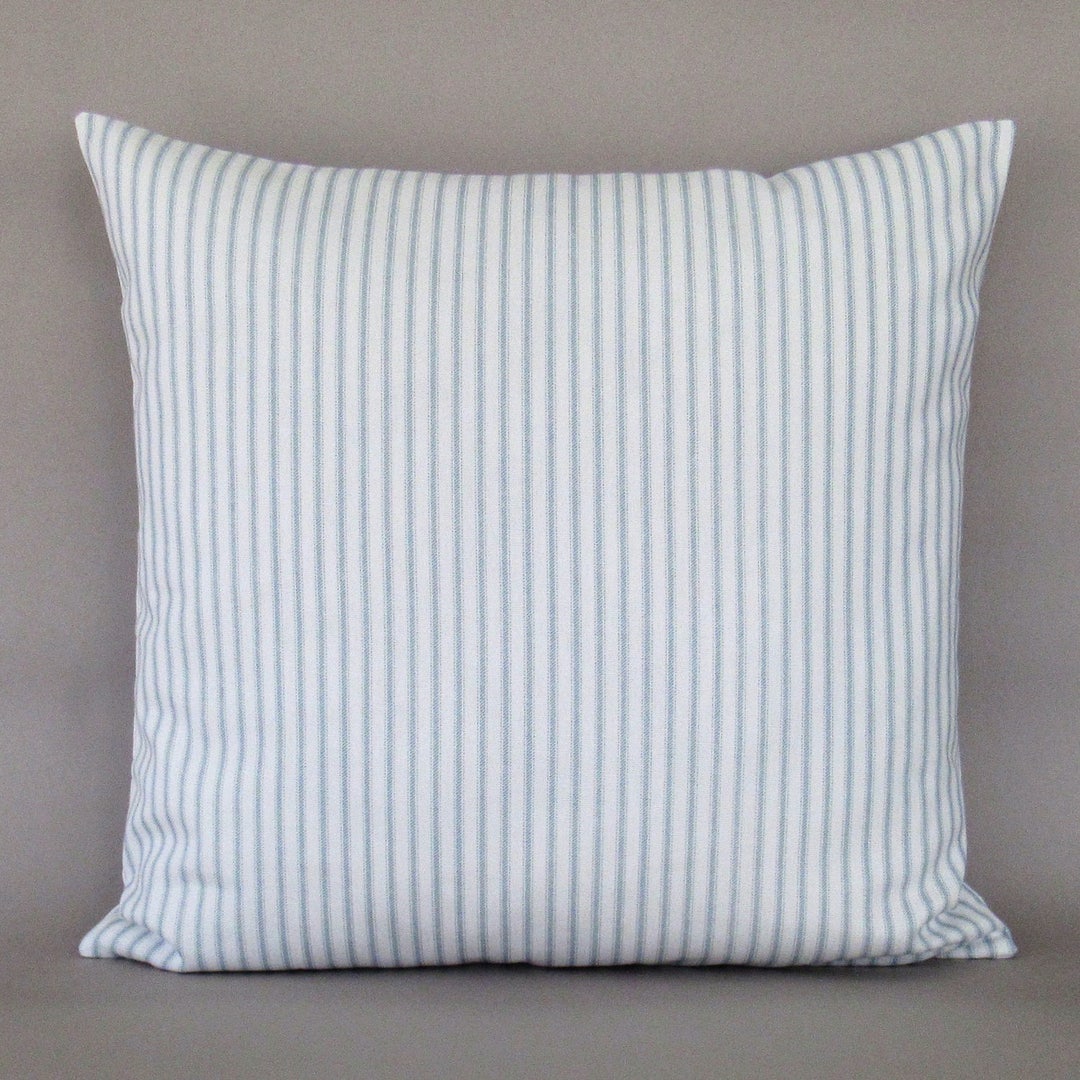 Blue Ticking Pillow Cover Farmhouse Pillows Nursery Pillows Etsy