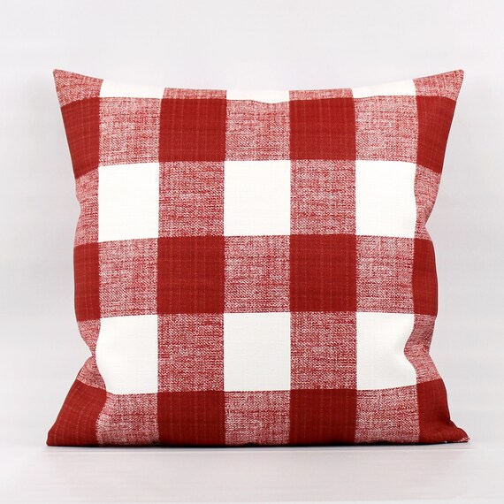 Red Outdoor Buffalo Plaid Pillow Cover Buffalo Check Zippered Pillow Cover
