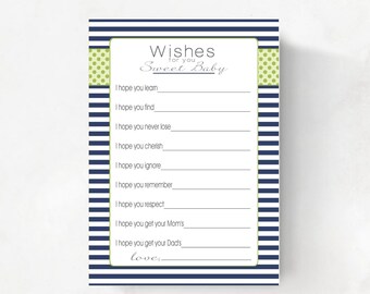 Babyparty wünscht Karte, dunkelblau und grün (Digital Printable)
