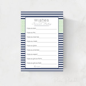 Mint und Marine blau Baby-Dusche, Wünsche für Baby junge Karten, INSTANT DOWNLOAD, diy digitale druckbare Datei, drucken Sie Ihre eigenen, Baby-Dusche-Idee