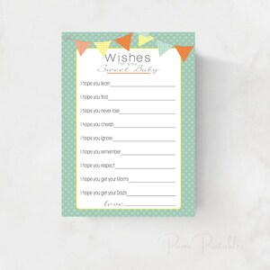 Wensen voor babykaarten, voor jongen of genderneutraal, zeeschuim, oranje, geel, INSTANT DOWNLOAD, digitaal afdrukbaar bestand, print je eigen bestand