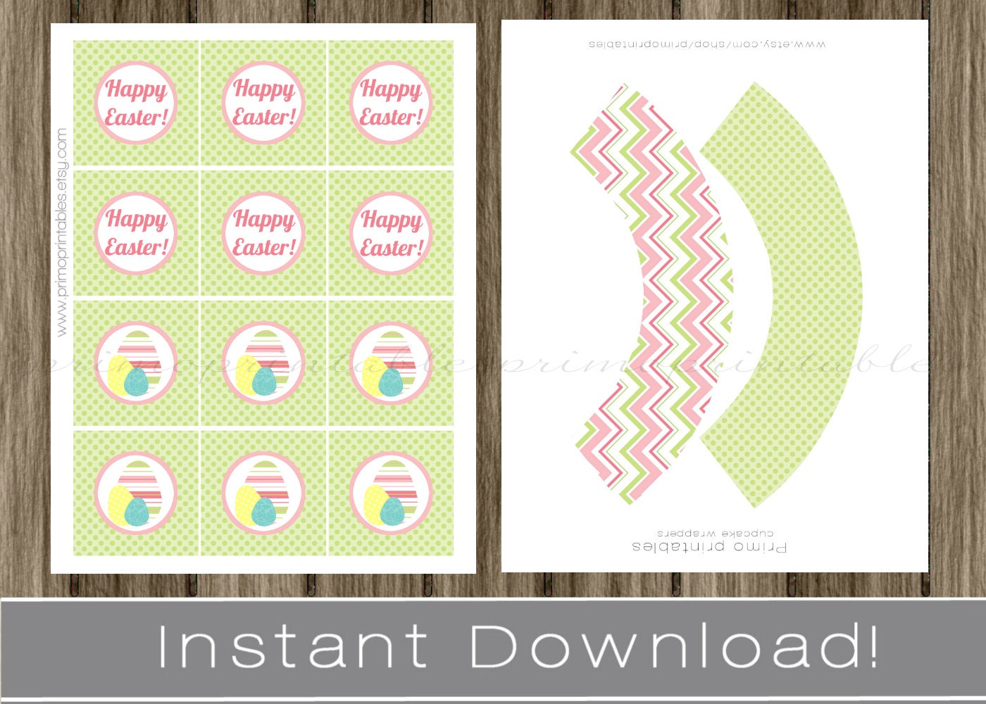 Easter Party Printables: Sign, Cupcake Wrappers, Straw Flags (digital ...