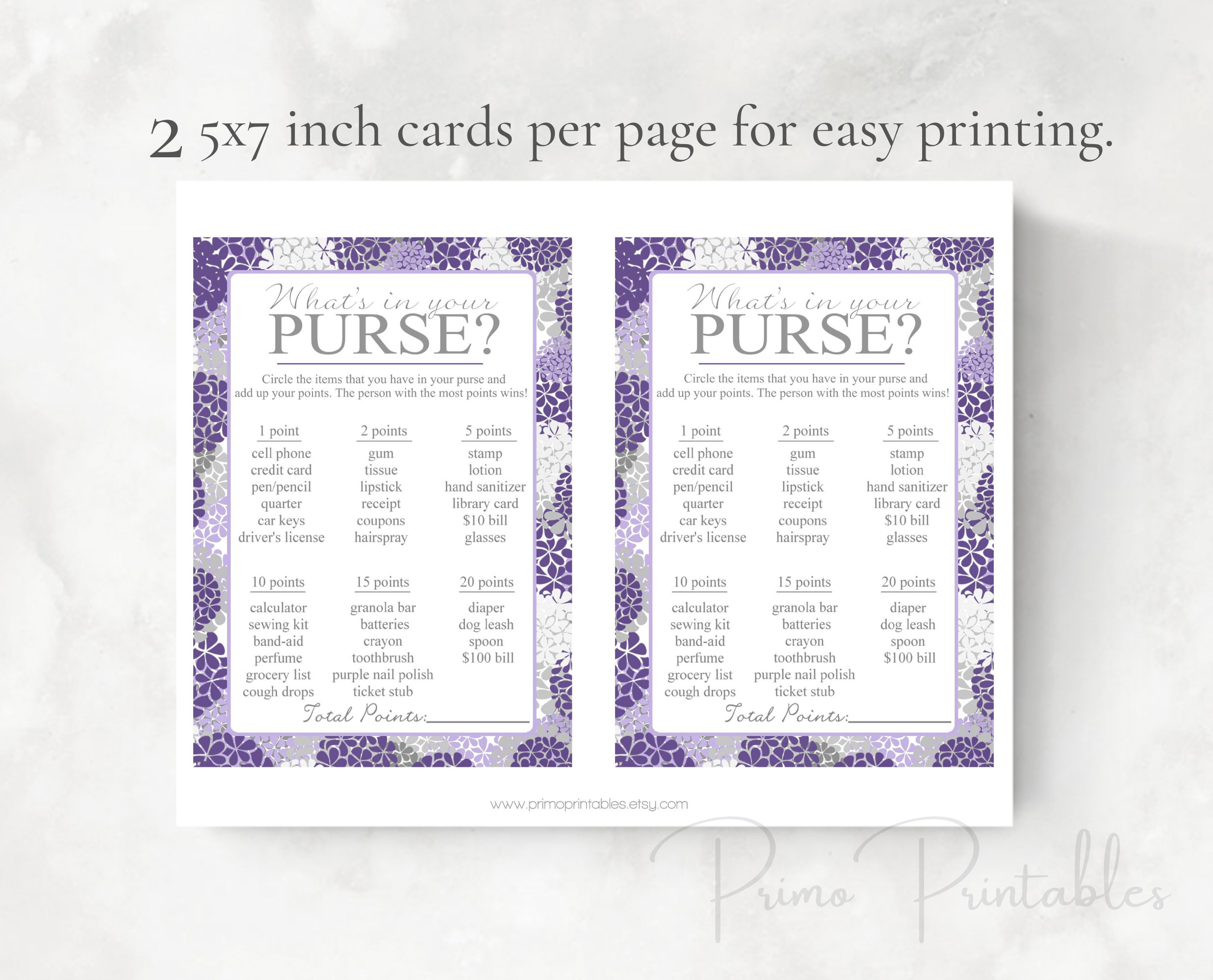 Free Printable Baby Shower Purse Game