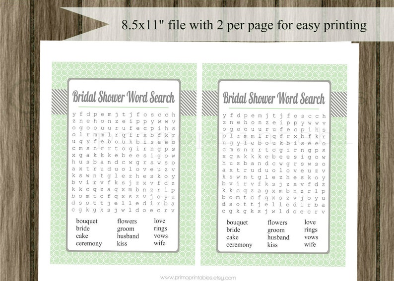 BRIDAL Shower Games Set / Bingo and Word Search Cards / mint / INSTANT DOWNLOAD / digital printable files / wedding shower activity idea image 2