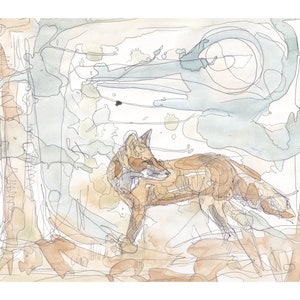 The Watchful Red Fox Giclee Art Print Open Edition Wildlife Animal Art