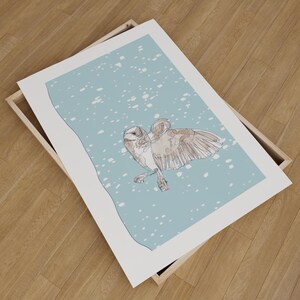 The Barn Owl and The Snow Giclee Art Print Open Edition Wildlife Animal Art