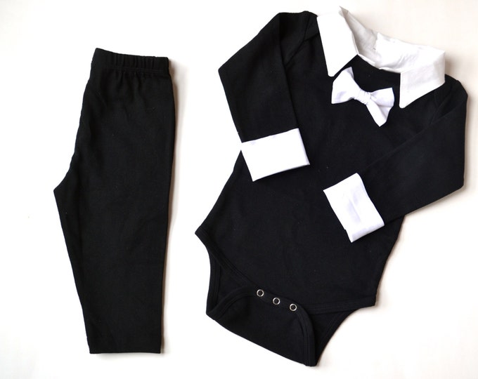 Baby Tuxedo Baby Black Tuxedo Tuxedo Onesie Black and White Etsy