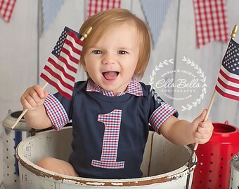 July 4th Outfit for Baby Boy - Fourth of July Cake Smash Outfit - 4th of July Birthday Outfit for Baby Boy