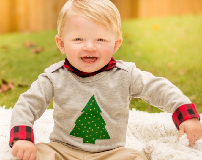 Baby Boy Christmas Outfit With Buffalo Plaid Etsy