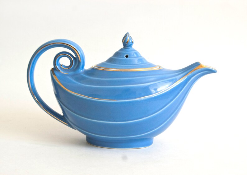 Vintage Hall Aladdin Teapot Blue Cornflower Genie Lamp Tea Etsy