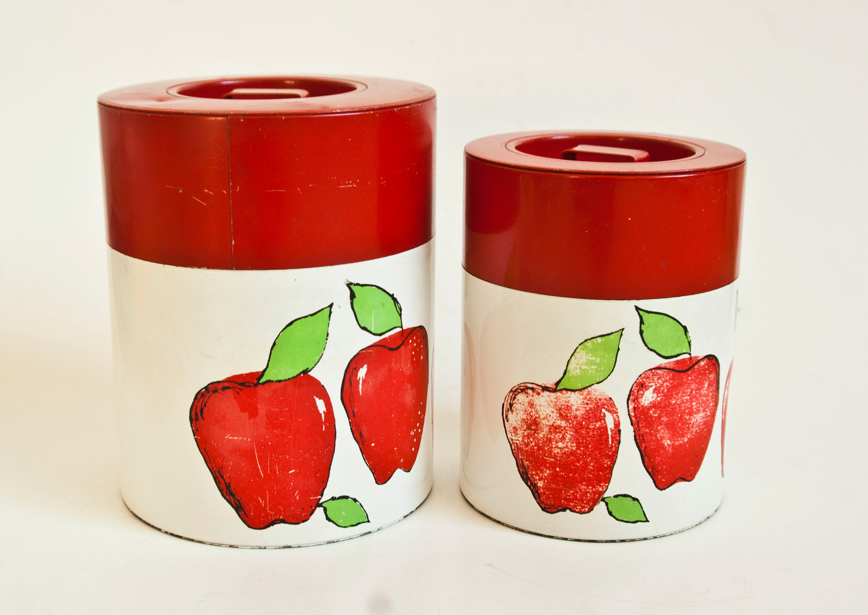 Vintage Red Apple Canister Set 1960s 70s Printed Tin Kitchen Etsy