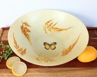 Fiberglass Salad Bowl, Butterfly Tropical Party Serving Ware, 1960s Kitchen