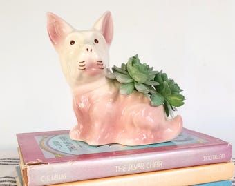 jardinière vintage pour chien Scottie, pot de cactus succulent Terrier écossais, cadeau pour maman de chien