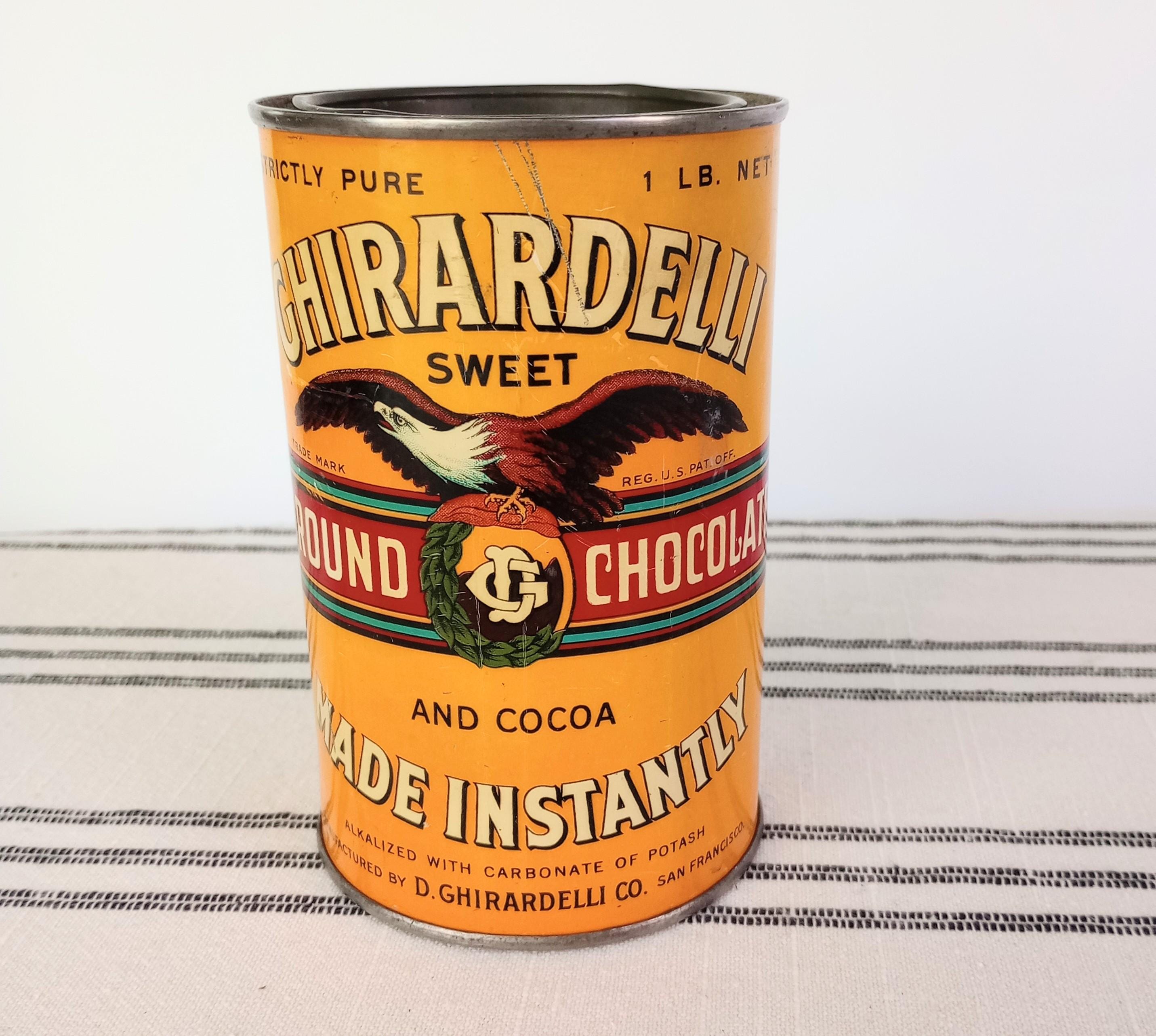 Vintage Ghirardelli Cocoa Tin Container Ground Chocolate San