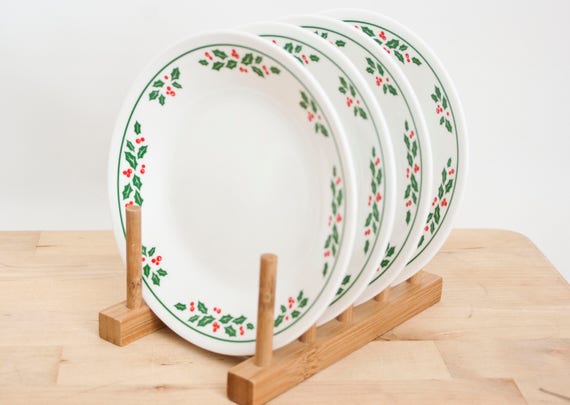 Vintage Corelle Winter Holly Dessert Plates Set Vintage Corelle Winter Holly Dessert Plates Set