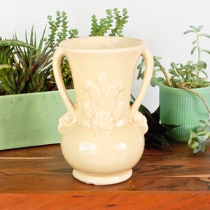 Shawnee Pottery Vase, Flower Pattern Planter Pot with Handles USA