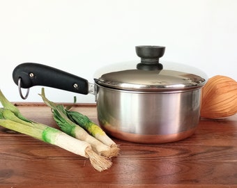 Revere Ware 1 1/2 Quart Saucepan, Copper Clad Bottom Revereware Pot USA Riverside CA