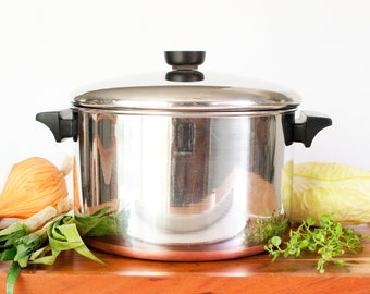 Revere Ware Pot 6 Quart Dutch Oven Soup, Copper Bottom Clad Clinton Ill USA