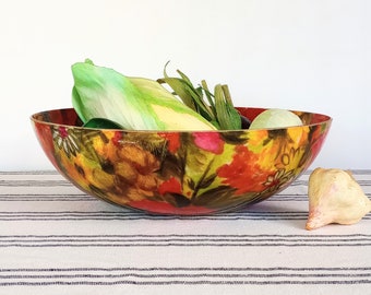 Fiberglass Salad Bowl, Flower Print Tropical Party, 14 inch Serving Ware