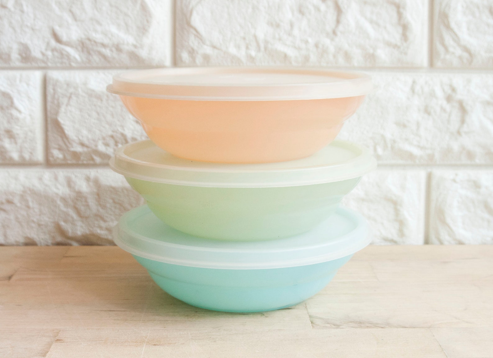 Vintage Tupperware Pastel Cereal Bowls with Lids SET of 3 Etsy
